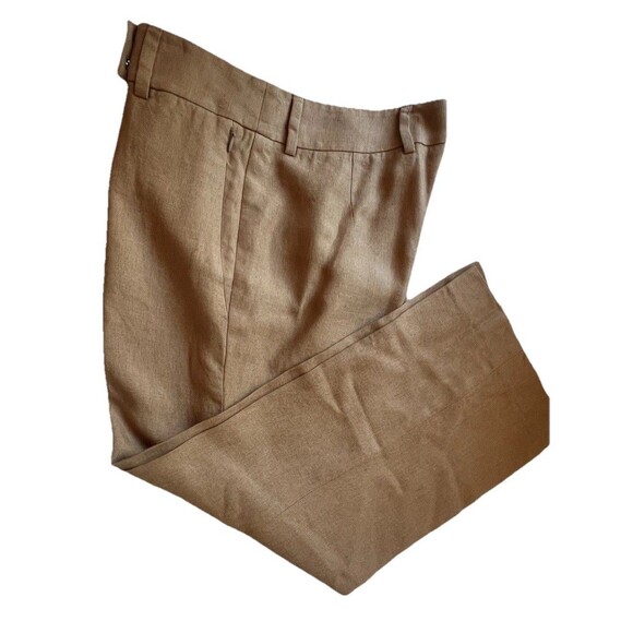 Akris Women Pants Flax Linen Wide Leg Brown 30x27 Waist Invisible Pocket - Picture 1 of 12